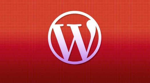 Le logo wordpress sur fond rouge.